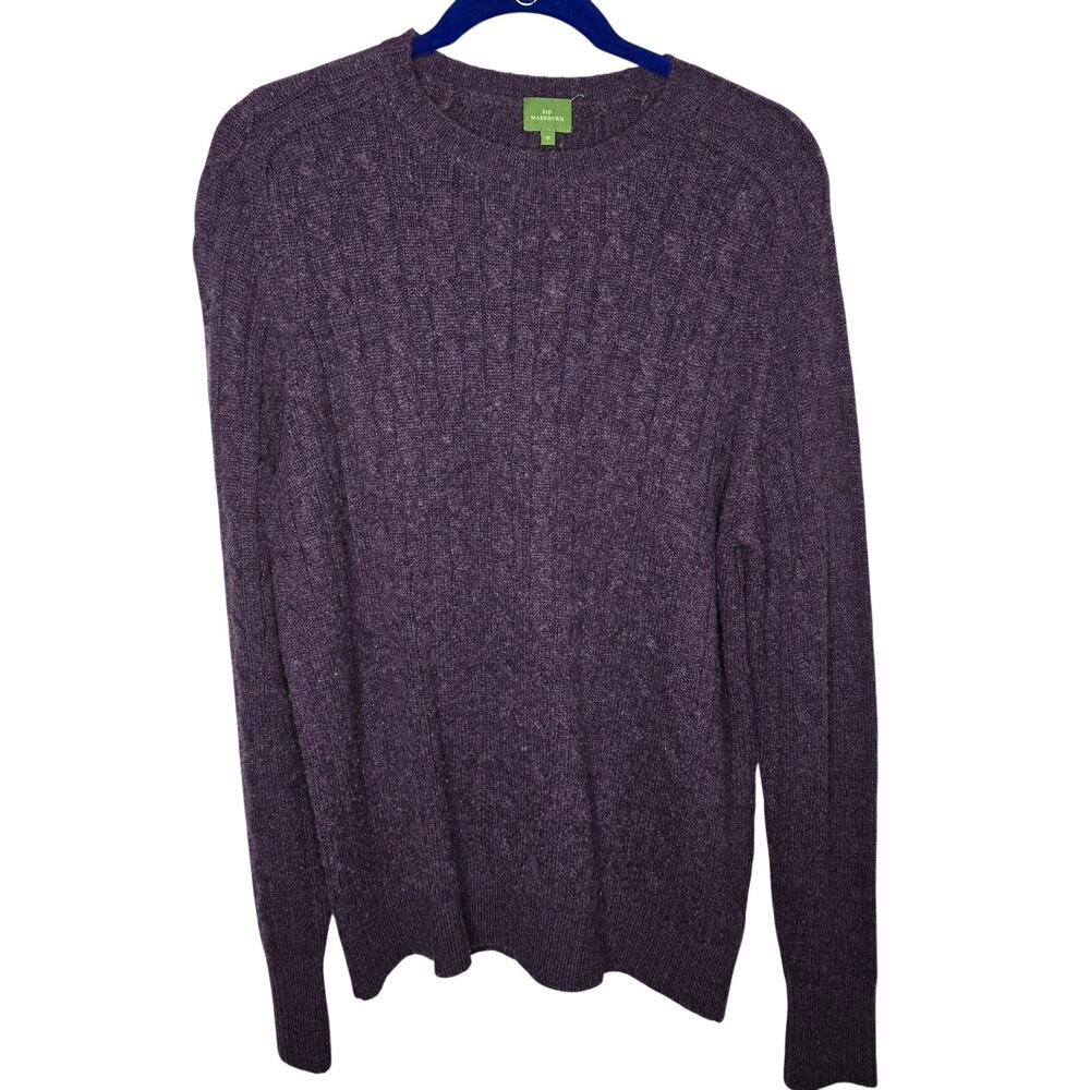 Sid Mashburn Heathered Purple Cable Knit 100% Cashmere Sweater Size Medium